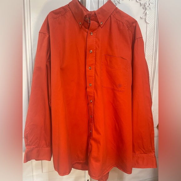 Ariat Men's Orange Western Button-Down Cotton XXL Shirt - Picture 1 of 6